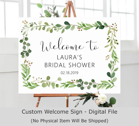 Greenery Welcome Sign Greenery Bridal Shower Decor Greenery Baby Shower ...