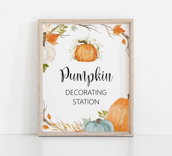 Pumpkin Decorating Station Sign Pumpkin Carving Party Fall Birthday Baby Shower Party Activity Decorate a Pumpkin Instant Download B2 C2 Il_570xn