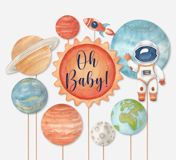 PRINTABLE Space Cake Topper Outer Space Baby Shower Space Centerpieces