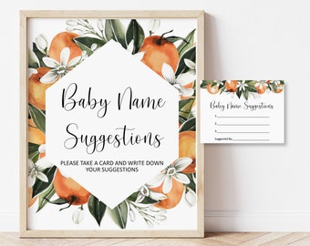 Orange Citrus Baby Name Suggestions Citrus Baby Shower Little Cutie Baby Shower Game Activity Printable NOT Editable 0125