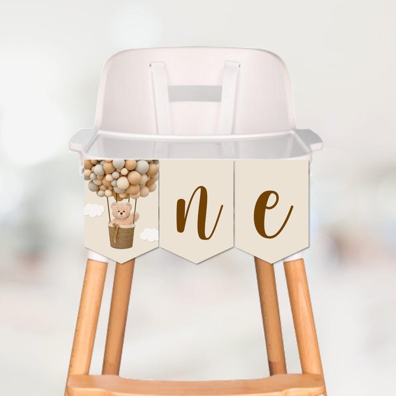 Teddy Bear High Chair Banner ONE Banner Beary 1st Birthday Hot Air ...