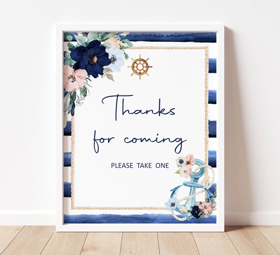 Thank You Sign Nautical Bridal Shower Favors Sign Anchor Baby Shower Last Sail Bachelorette Party Printable NOT Editable B17 C97 Il_570xn