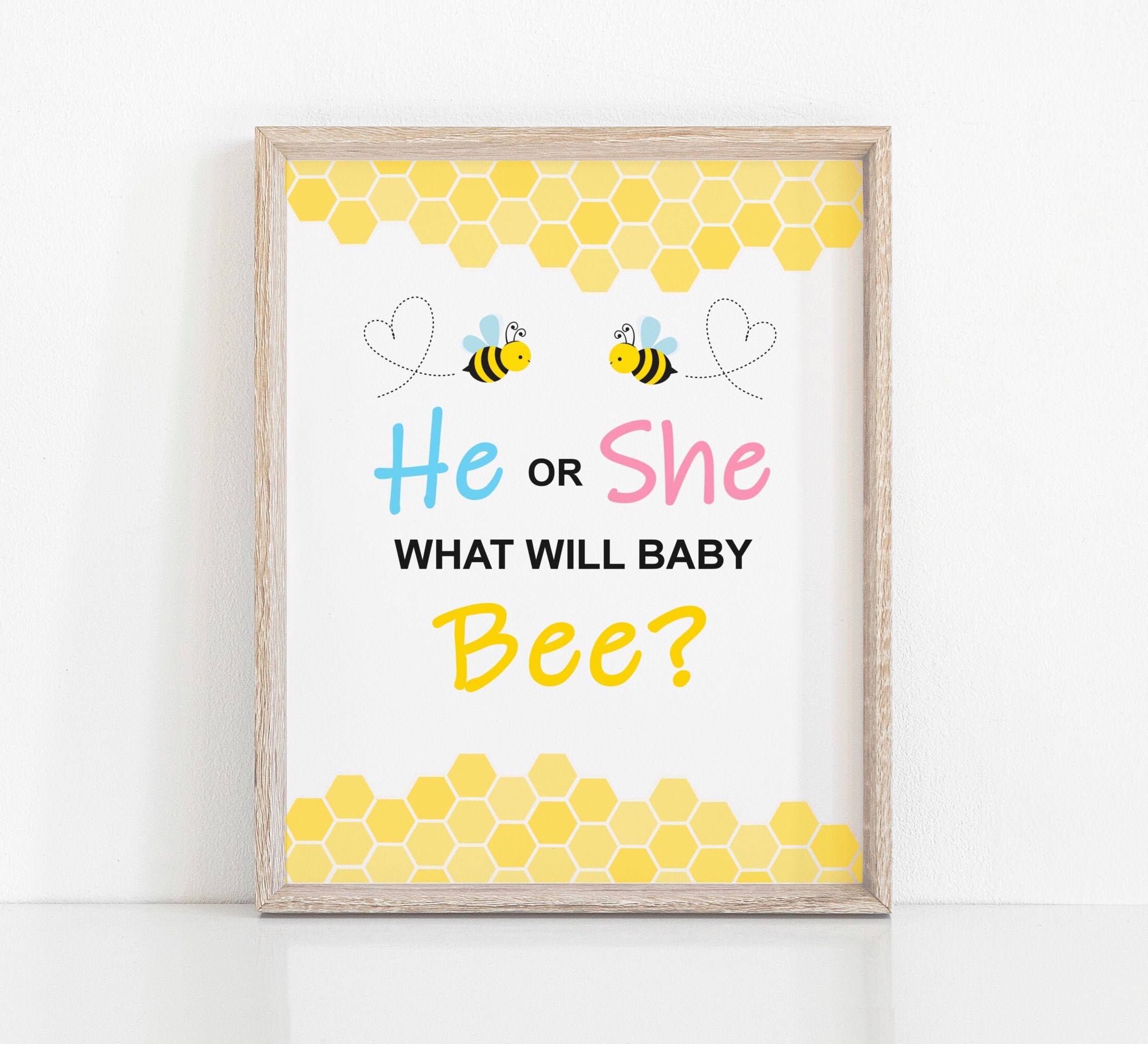 He or she what will it bee sign bumble bee gender reveal party etsy