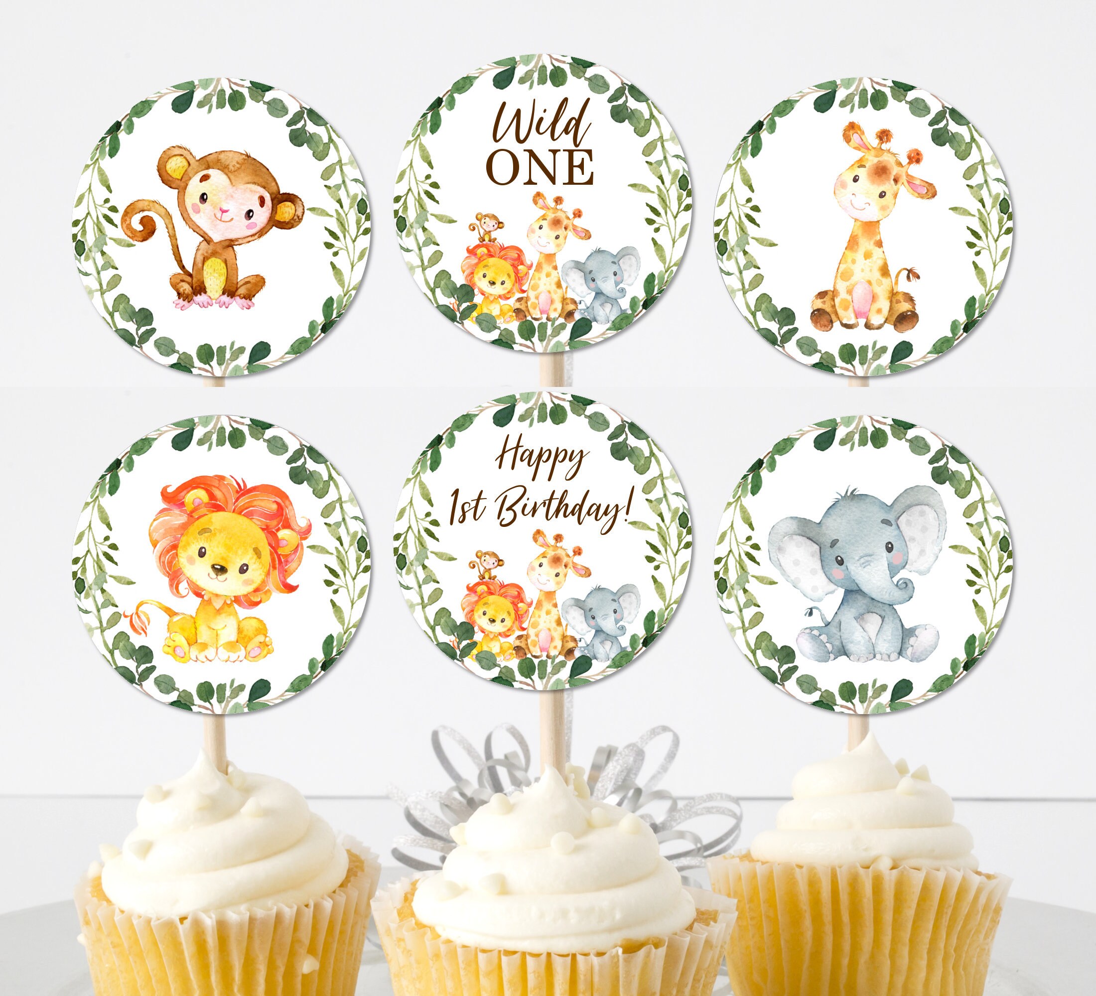 Cake Toppers & Picks Sloth Wild One Party Panda Animal Birthday Safari