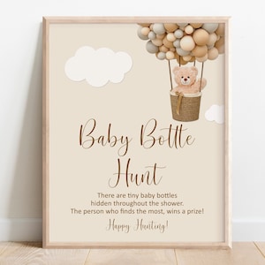 Bear Baby Bottle Hunt Game Teddy Bear Baby Shower We Can Bearly Wait Baby Shower Game Printable Neutral Brown Bear NOT Editable C14