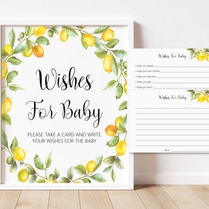 Wensen voor babykaart Citrus babyshowerkaart Citroen Babyshower Genderneutraal babyshowerspel Afdrukbaar, NIET bewerkbaar 0140