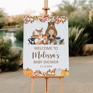 Editable Woodland Baby Shower Welcome Sign Fall Baby Shower Woodland Animals Baby Shower Sign Template Corjl 0130