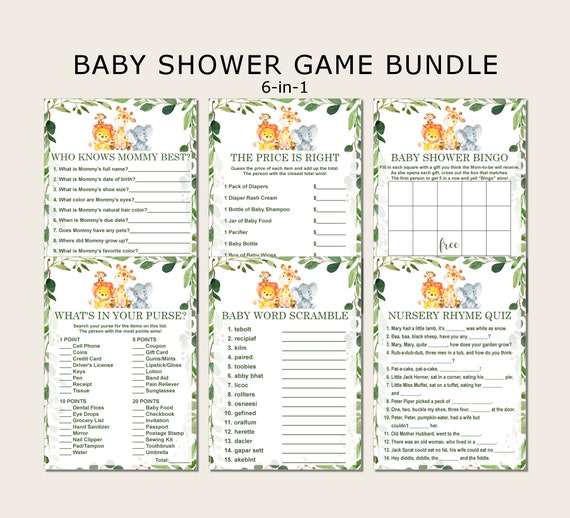 Jungle Baby Shower Games Printable Safari Animals Baby Shower Game Bundle Instant Download C76 Il_570xn