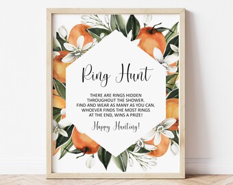 Orange Citrus The Ring Hunt Game Sign Citrus Bridal Shower Bachelorette Party Find The Ring Game Printable NOT Editable 0125