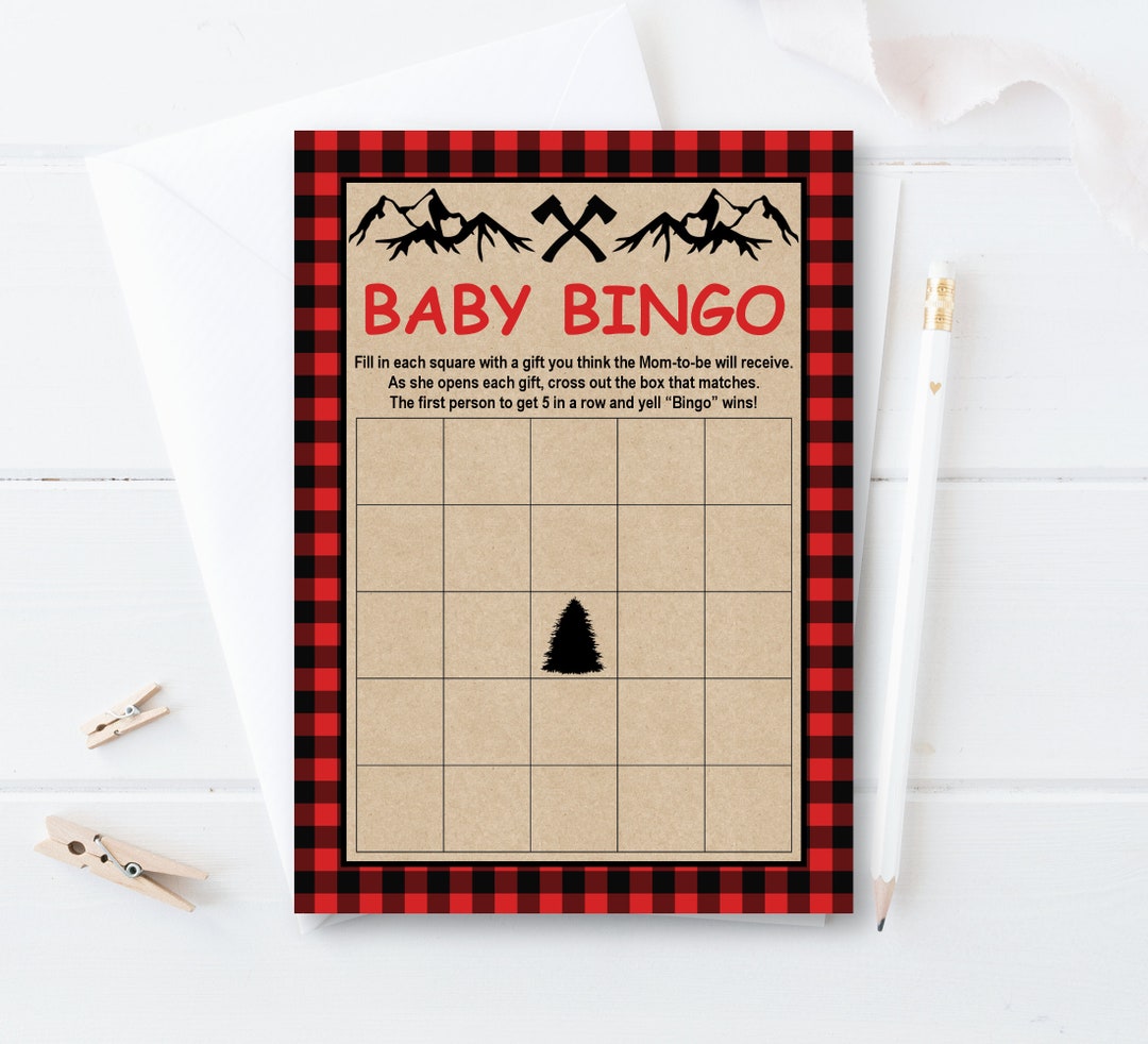 Lumberjack Baby Shower Bingo Cards Baby Shower Game Printable Blank ...