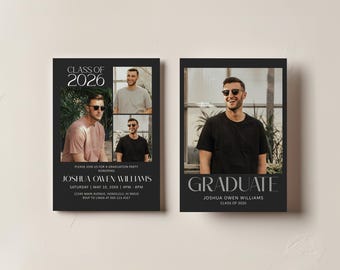Editable Graduation Announcement Class of 2026 Grad Photo Card Graduation Invitation Template Corjl 0143
