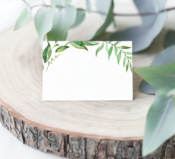 Greenery Food Label Place Card Template 100 Editable Botanical Buffet