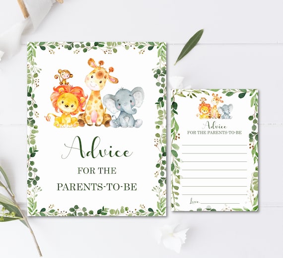 Jungle Baby Shower Advice Cards Safari Baby Shower Advice for Etsy