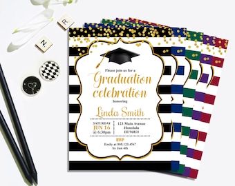 Graduation Party Invitation Graduation Invitation in Your School Color High School Graduation College Graduation Invitation G8