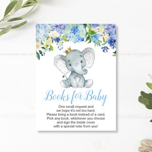 Boeken olifanten voor baby's Neem een boek mee in plaats van een kaart Boekverzoek insteekkaart Babyshower olifant NIET bewerkbaar C77