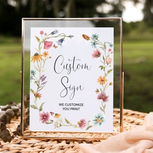 CUSTOM Wildflower Sign Wildflower Bridal Shower Decor Garden Tea Party Sign Wildflower Baby Shower Sign Printable Floral Wreath 0123 0123
