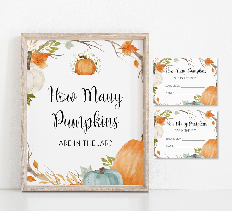 How Many Pumpkins Are In The Jar Fall Baby Shower Game Fall Etsy