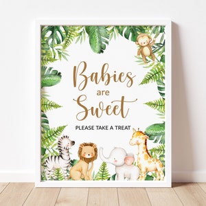 Babies Are Sweet Please Take A Treat Sign Jungle Baby Shower Jungle Animals Safari Baby Shower Favors Sign Printable  0127