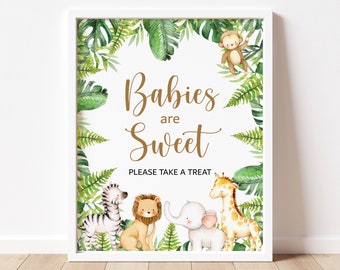 Babies Are Sweet Please Take A Treat Sign Jungle Baby Shower Jungle Animals Safari Baby Shower Favors Sign Printable NOT Editable C94