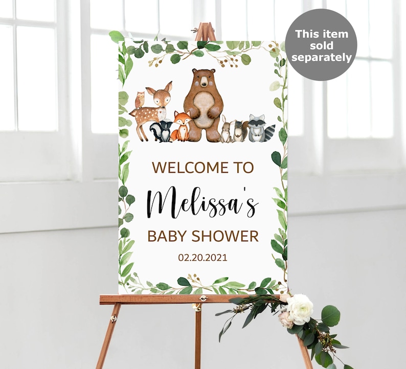 Woodland Animals Banner Greenery Woodland Baby Shower Banner Woodland Birthday Banner Forest Animals Printable NOT Editable 0120 image 6