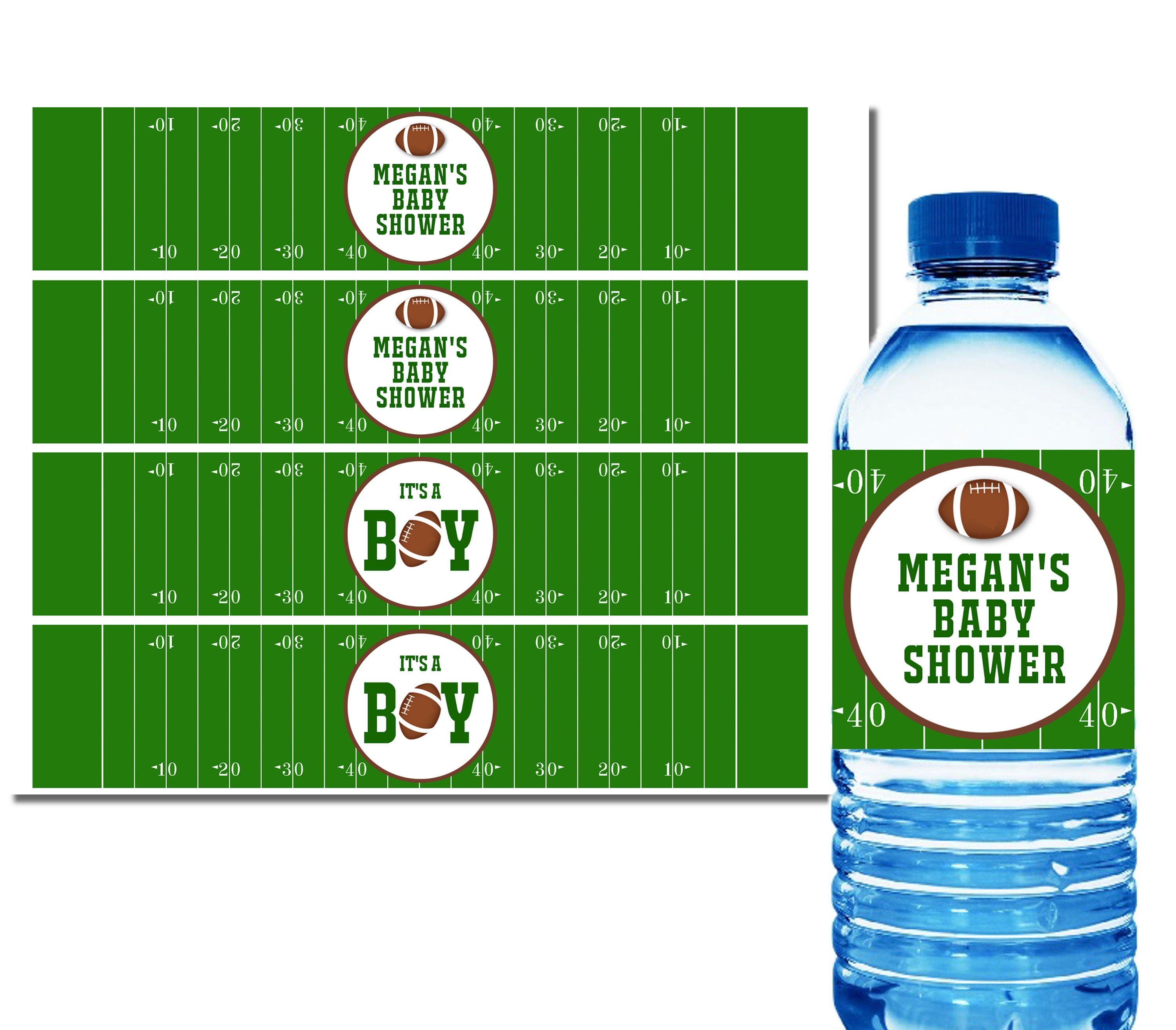 Football Water Bottle Labels Football Baby Shower Party | Etsy