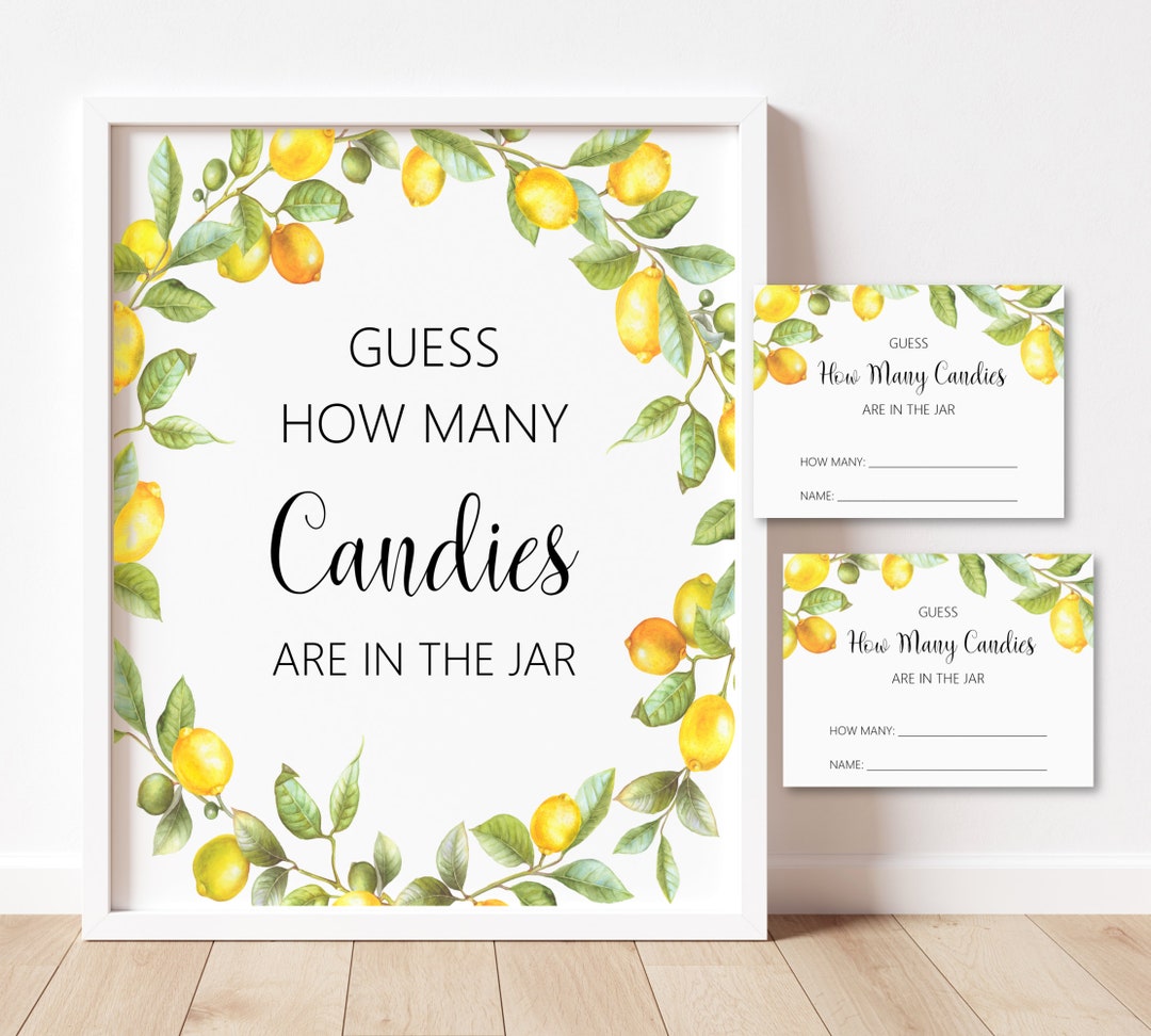 Guess How Many Candies Are in the Jar Game Lemon Baby Shower - Etsy