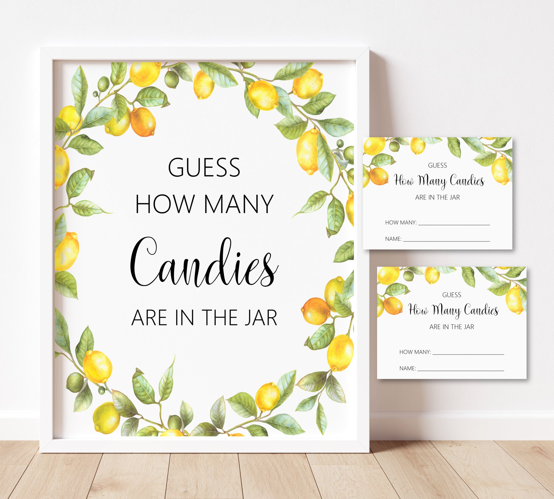 Guess How Many Candies Game Citrus Bridal Shower Game Lemon Bridal Shower Printable NOT Editable 0140