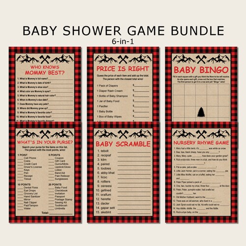 Bundle Buffalo Plaid Baby Shower Decorations AND Games | Etsy Australia