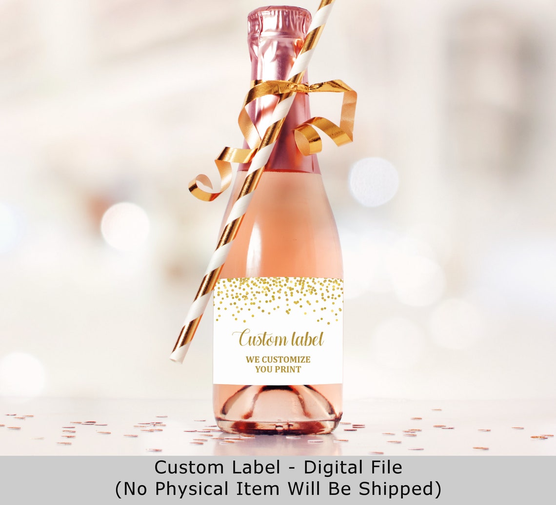 Mini Champagne Bottle Labels Gold Mini Wine Labels Birthday / Etsy