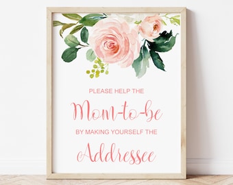 Baby Shower Address Envelope Sign Help The Busy Mom Addressee Sign Blush Pink Floral Baby Shower Sign Printable NOT Editable C80