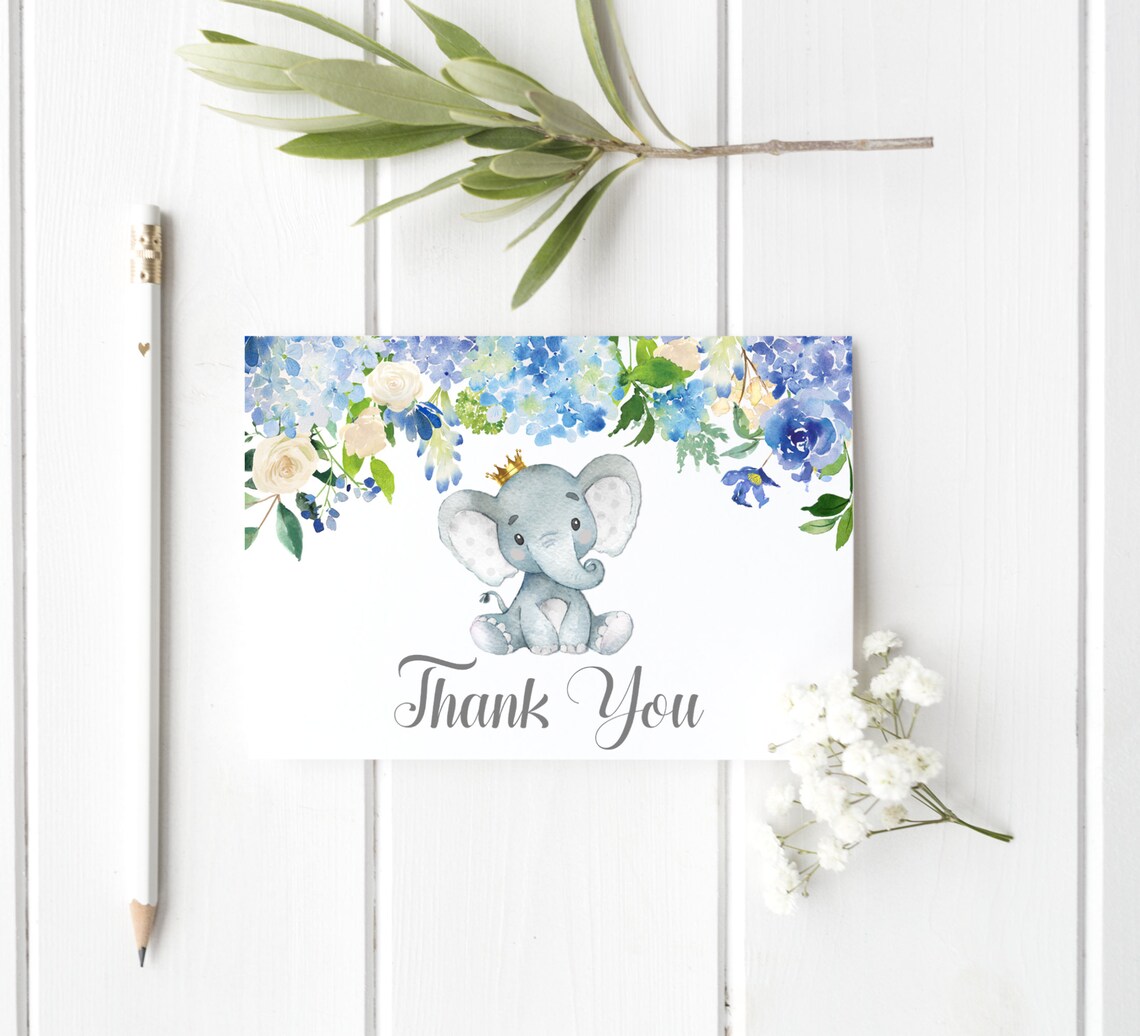 Elephant Thank You Card Printable Thank You Card Template | Etsy