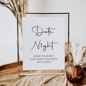 Tarjetas y letreros imprimibles para una cita nocturna, diseño minimalista de Kraft, para despedida de soltera, boda rústica, ideas para una cita nocturna, NO editables, B3