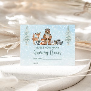Guess How Many Gummy Bears Game Winter Woodland Forest Animal Baby ...