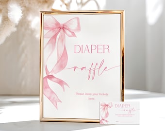 Karty i tabliczka z loterią pieluch w kolorze różowym, gra na baby shower dla dziewczynek do druku, natychmiastowe pobranie 0155