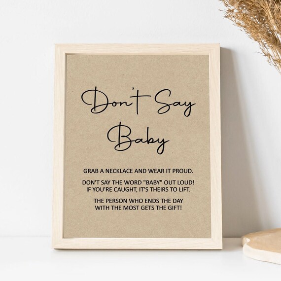 Don't Say Baby Necklace Game Baby Shower Game Printable - Etsy