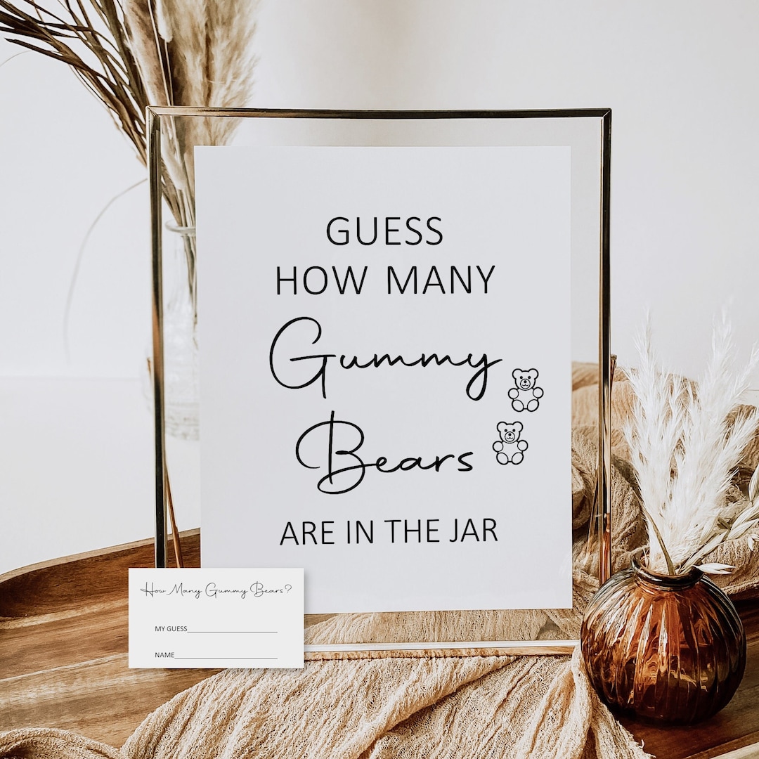 Guess How Many Gummy Bears Game Minimalist Baby Shower Game Kraft Paper ...
