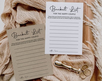 Bucket List For Couple Card Rustic Minimalist Bridal Shower Couples Shower Wedding Shower Printable NOT Editable B3