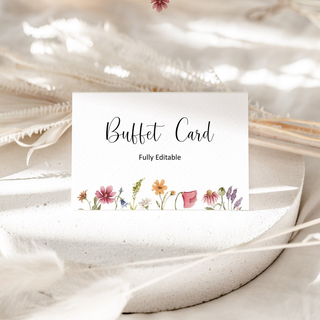 Wildflower Editable Buffet Food Card Food Label Table Tent Card Food ...