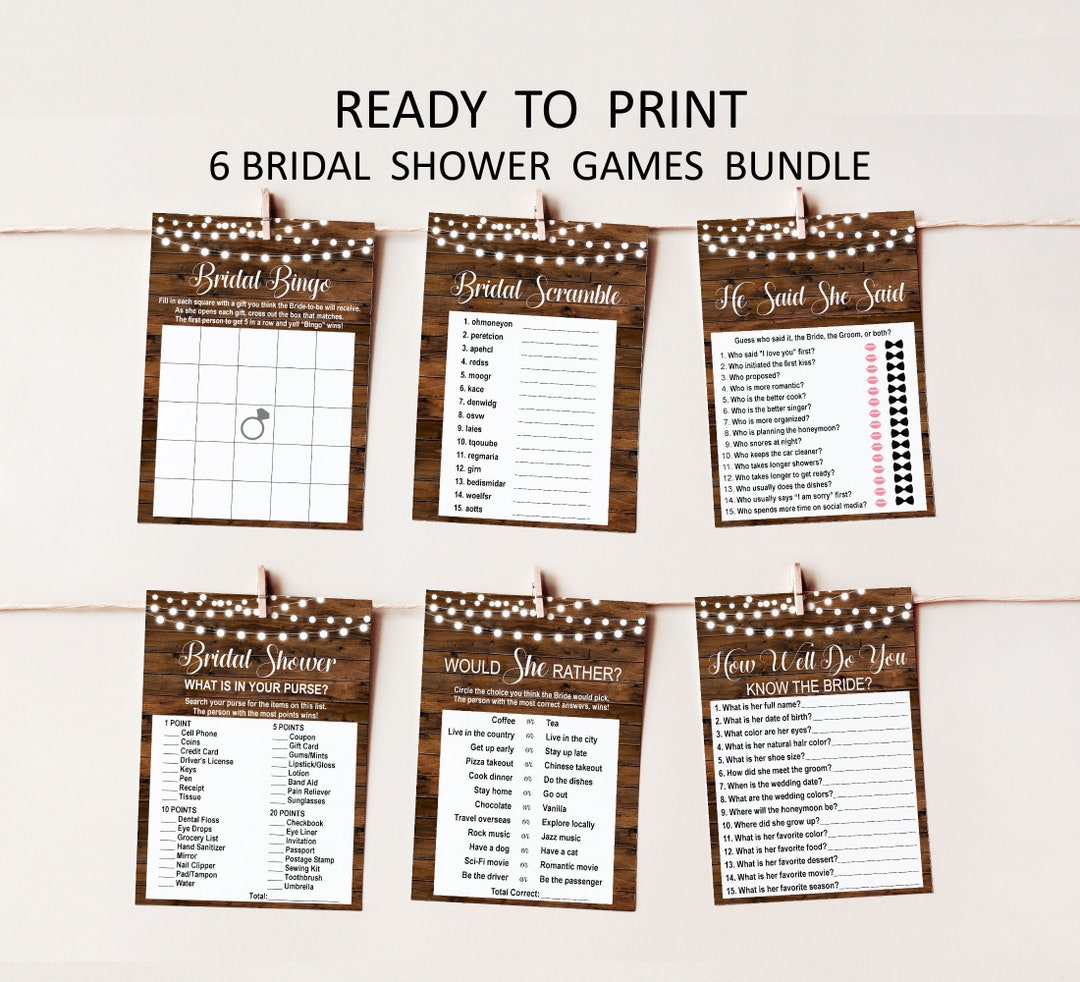 Rustic Bridal Shower Game Bundle Country Wedding Couples Shower Games rustic-bridal-shower-game-bundle-country-wedding-couples-shower-games