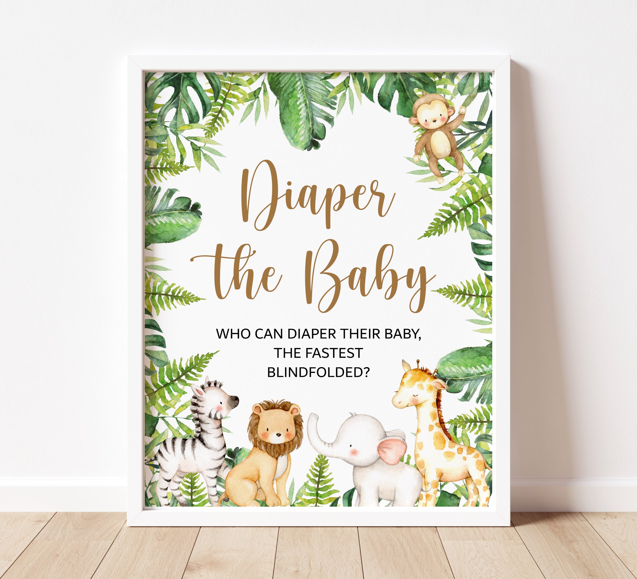 Blindfolded Diaper Changing Game Jungle Baby Shower Jungle Etsy