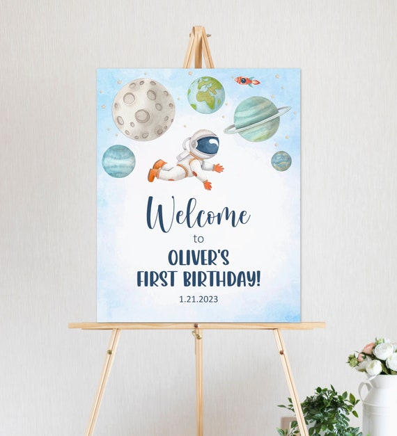 CUSTOM Space Birthday Welcome Sign 1st Birthday Boy Astronaut Galaxy Birthday Moon Outer Space Party Decor Printable Sign A13 Il_570xn