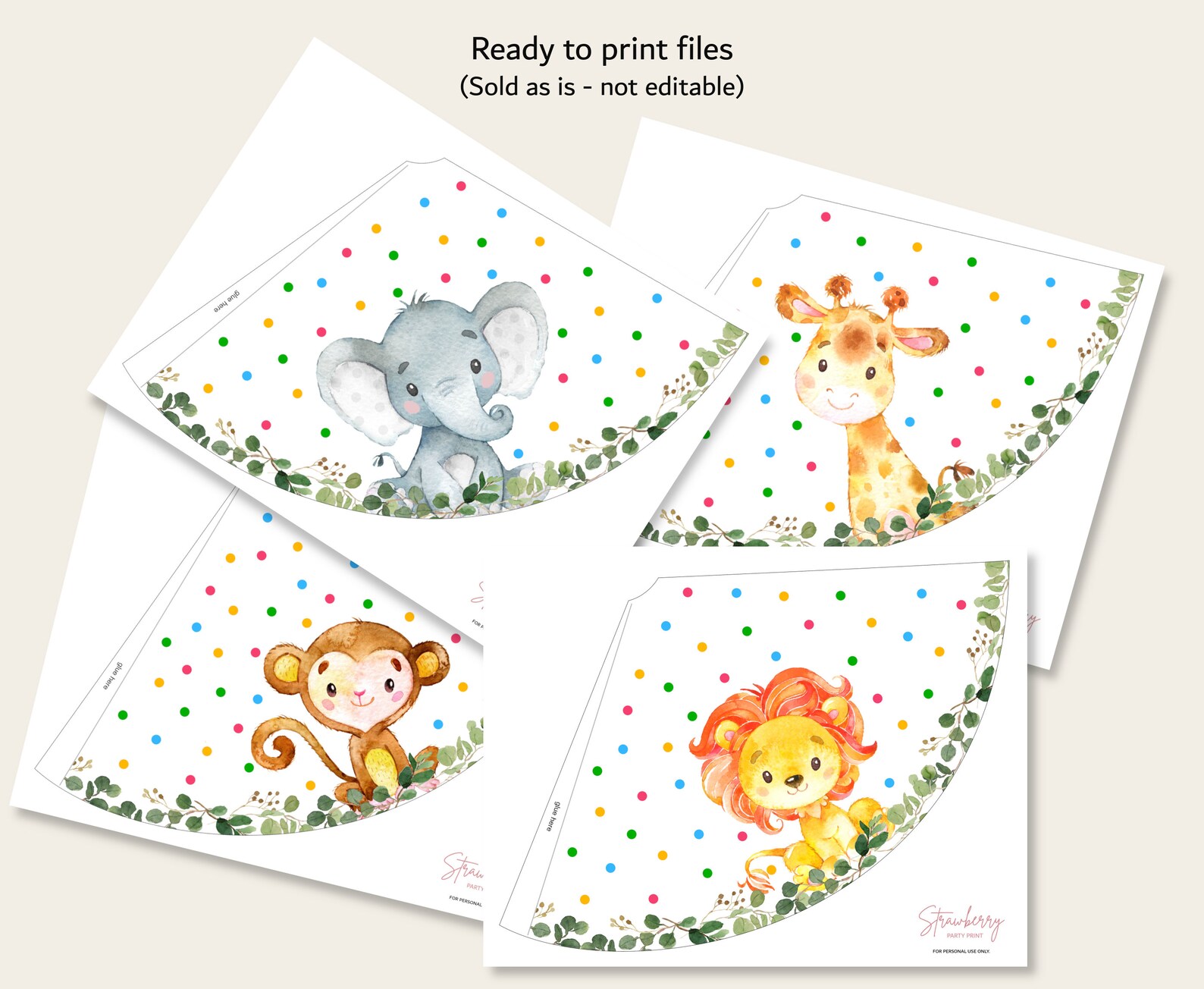 PRINTABLE Party Hats Safari Birthday Jungle Birthday Animals - Etsy