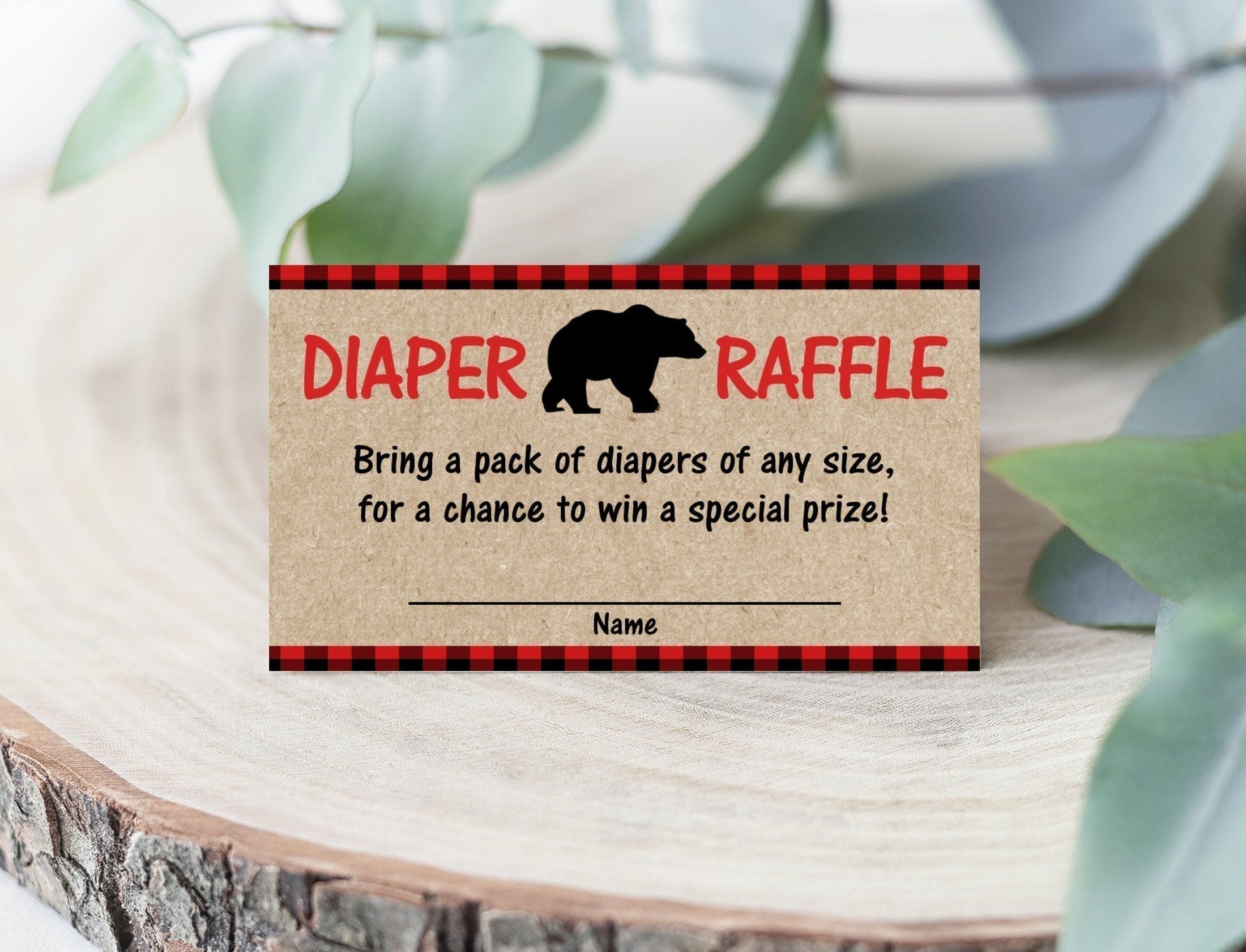 Diaper Raffle Tickets Lumberjack Baby Shower Game Printable | Etsy