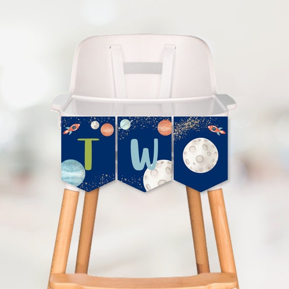 Outer Space Hgh Char Banner Planets Astronaut Rocket 1st Brthday Boy - View #2