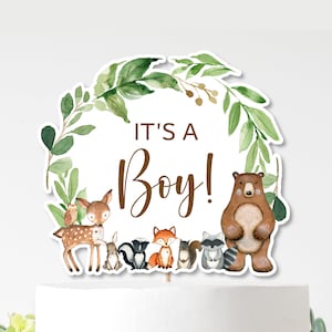 DRUCKbare Woodland Cake Topper Woodland Herzstück Junge Woodland Baby Shower Cake Topper Woodland Windel-Kuchen-Dekor NICHT bearbeitbar 0120