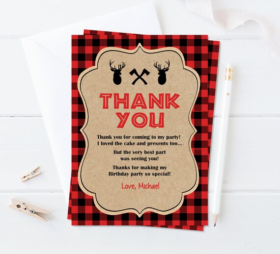 Custom Thank You Cards Lumberjack Birthday Baby Shower Boy First Custom Thank You Cards Lumberjack Birthday Baby Shower Boy First