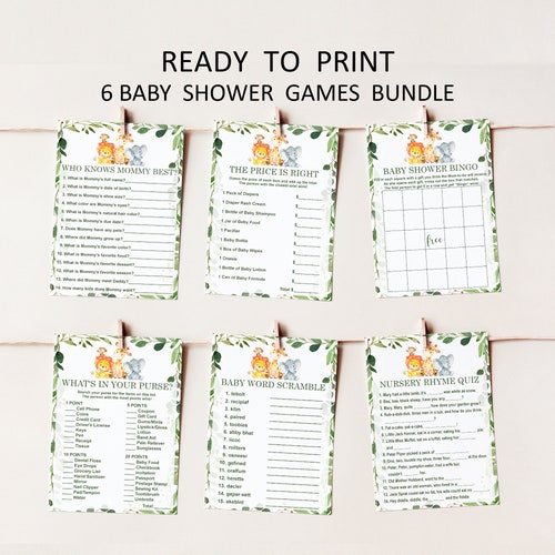 Jungle babyshowergames, safari babyshowergames, safaridieren Wild One babyshower Game Pack afdrukbaar, Instant Download 0128