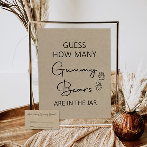 Guess How Many Gummy Bears Game Minimalist Baby Shower Game Kraft Paper ...