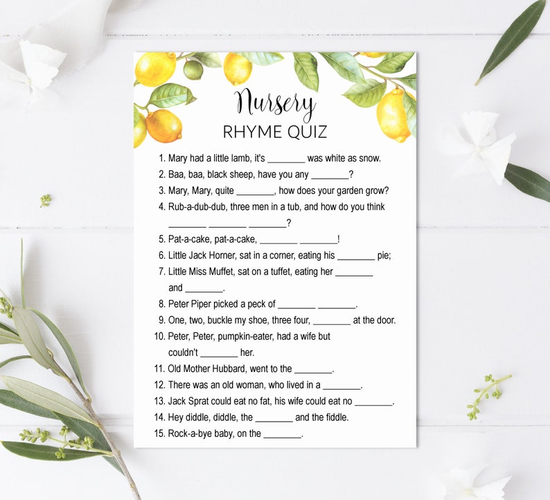 Citrus Baby Shower Games Bundle, Lemon Baby Shower Game Printable 0140 image 6