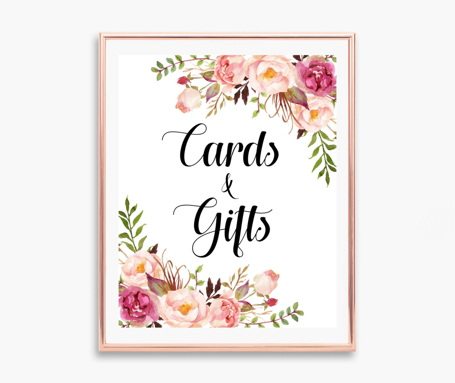 Pink Floral Gifts Table Sign Printable Cards &amp; Gifts Sign Boho | Etsy